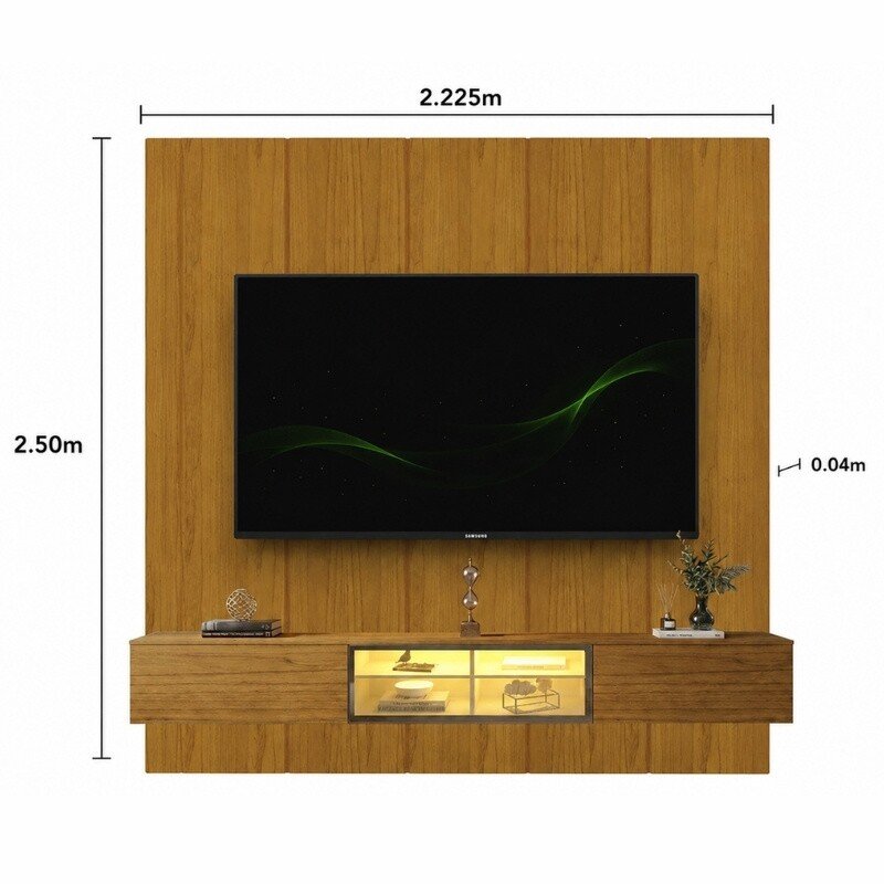 Painel 2,20m Realce Naturale + Nicho 2,15m Luminare Naturale com LED para TV até 85" - Gelius - Imagem 3