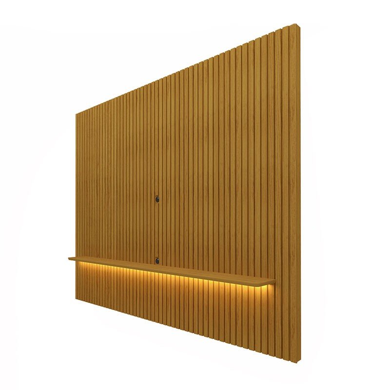Rack Requinte 1.72m Naturale/Off + Painel Nobre 1.85m Naturale Ripado C/ Led 100% MDF TV até 75 Polegadas- Gelius - Imagem 7