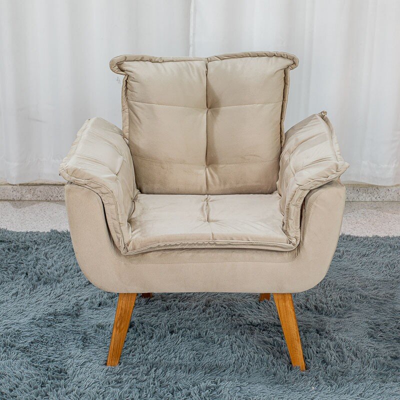 Poltrona Marlete Veludo Bege - Imagem 3