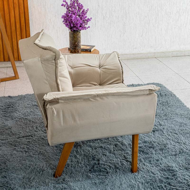 Poltrona Marlete Veludo Bege - Imagem 6