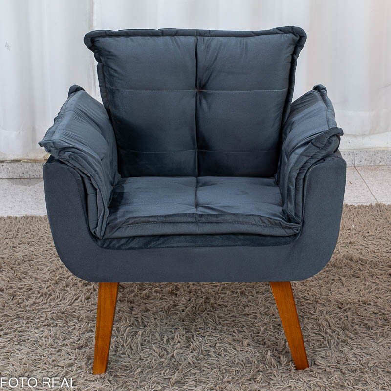 Poltrona Marlete Veludo Cinza - Imagem 3