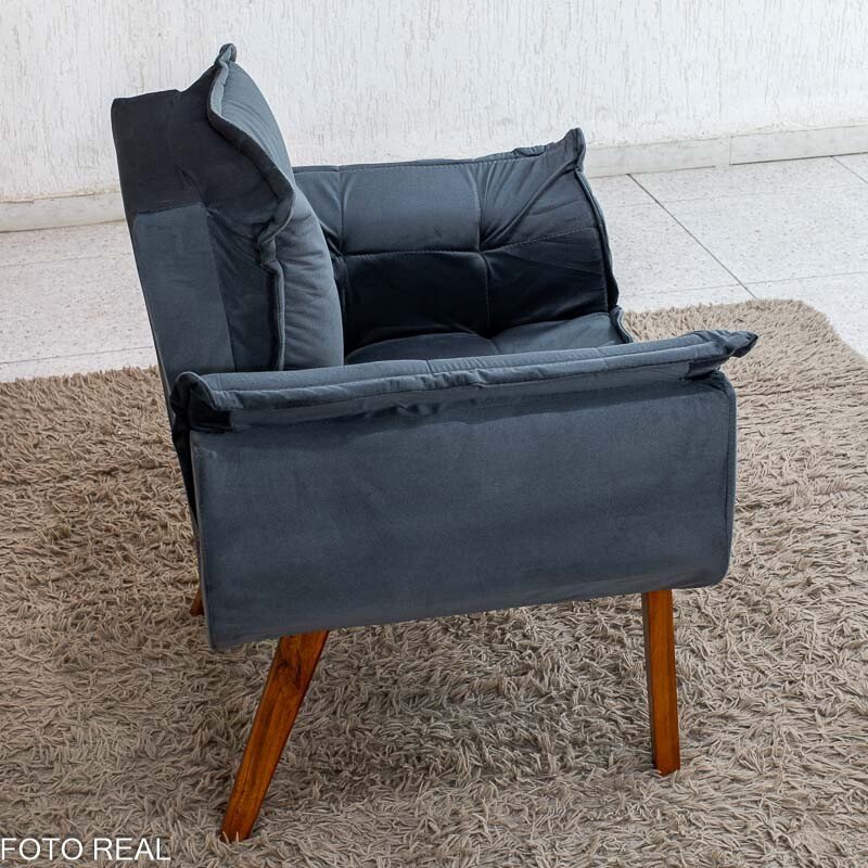 Poltrona Marlete Veludo Cinza - Imagem 6