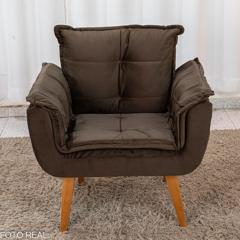 Poltrona Marlete Veludo Marrom - Imagem 3