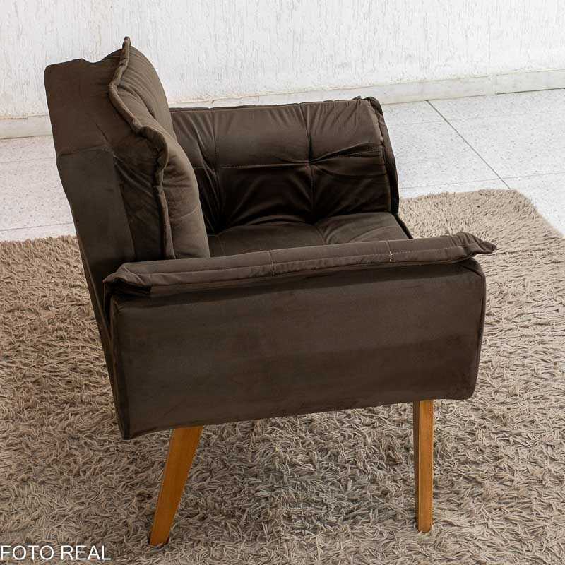 Poltrona Marlete Veludo Marrom - Imagem 6