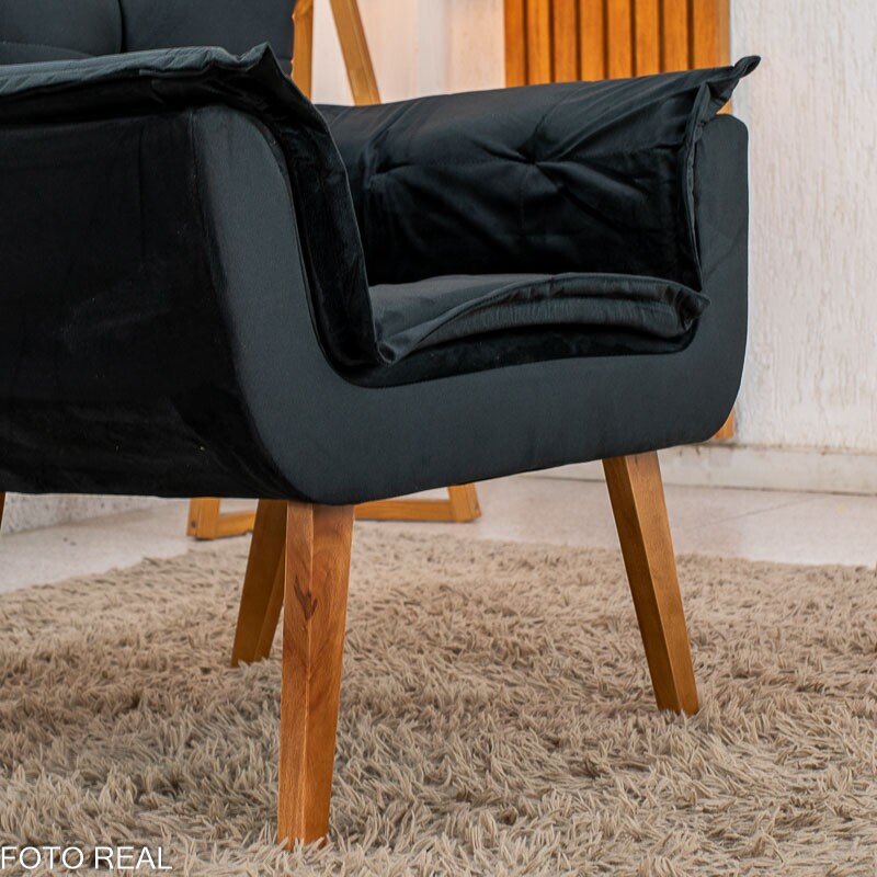 Poltrona Marlete Veludo Preto - Imagem 5
