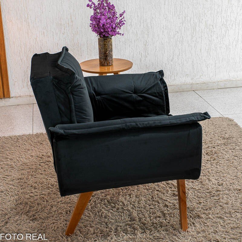 Poltrona Marlete Veludo Preto - Imagem 6