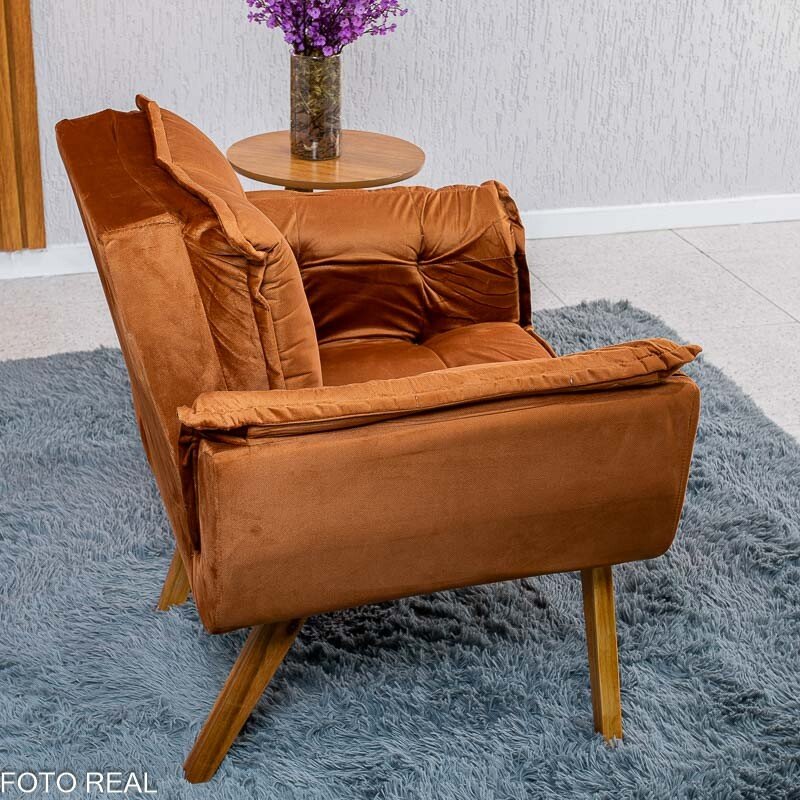 Poltrona Marlete Veludo Terracota - Imagem 7