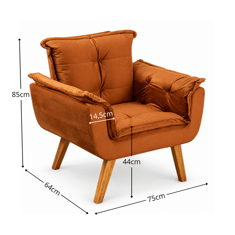 Poltrona Marlete Veludo Terracota - Imagem 2