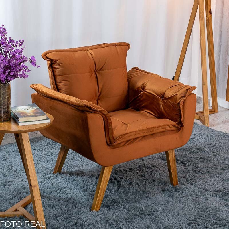 Poltrona Marlete Veludo Terracota