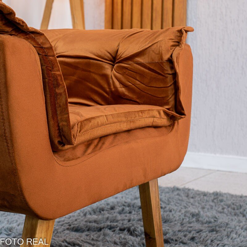 Poltrona Marlete Veludo Terracota - Imagem 5
