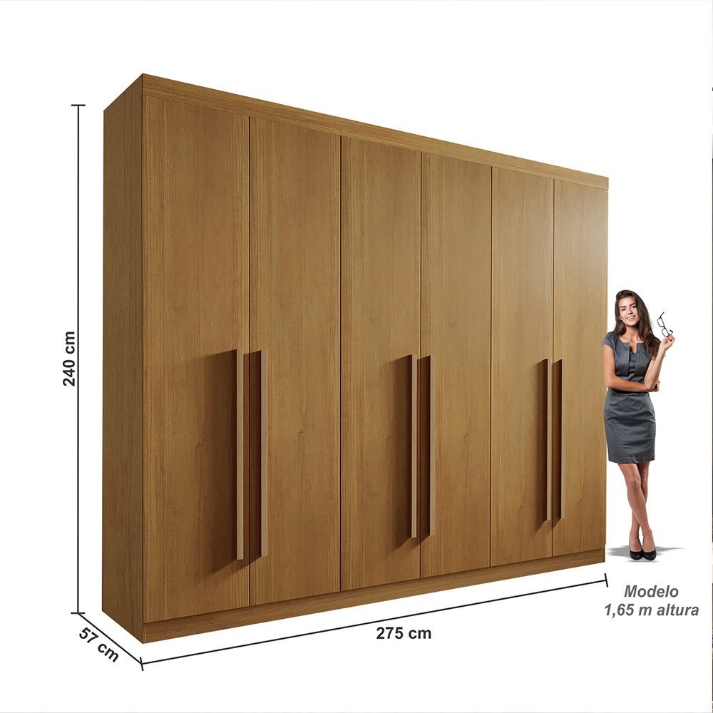 Guarda-roupa Casal 2,75m Da Vinci Plus Cinamomo 6 Portas 6 Gavetas 100% MDF - D Doro - Imagem 4