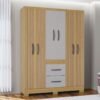 Guarda-roupa Solteiro 1,35m Milão Damasco/Off Ripado 6 Portas 2 Gavetas com Pés - Poquema