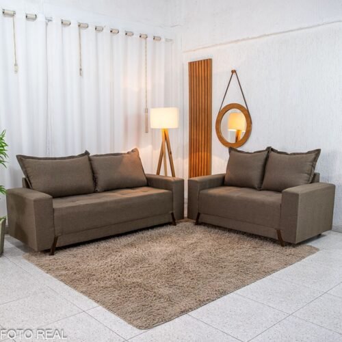 Sofá 3 e 2 Lugares 8100 Linho Marrom 25