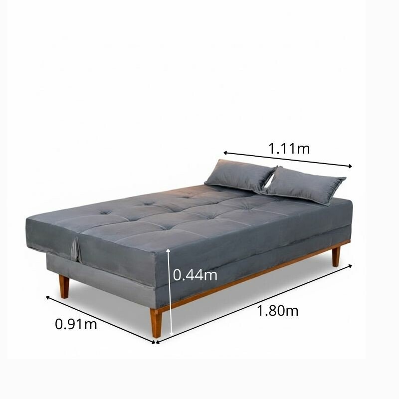Sofá Cama Madrid Veludo Cinza 2303 Molas Bonnel - 1,80m - Imagem 3