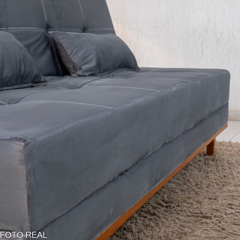 Sofá Cama Madrid Veludo Cinza 2303 Molas Bonnel - 1,80m - Imagem 7