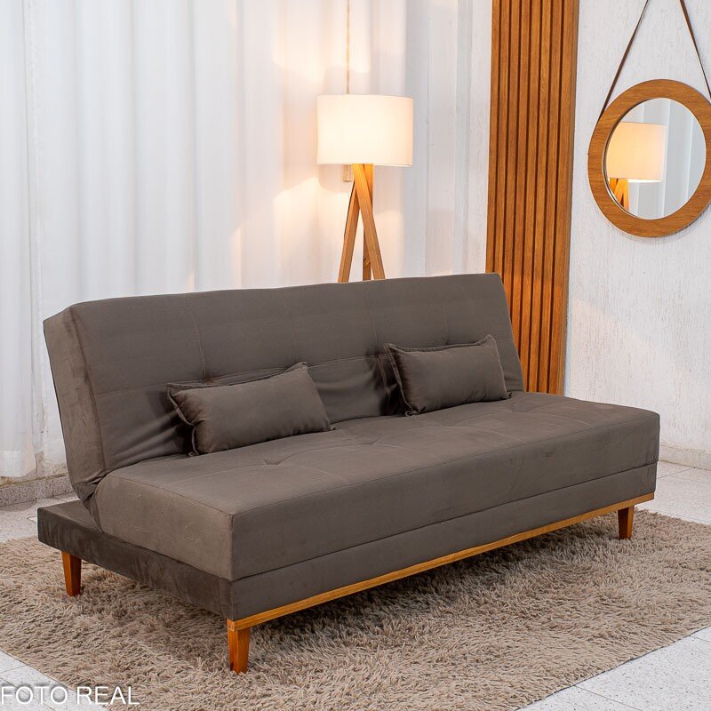 Sofá Cama Madrid Veludo Marrom 2263 Molas Bonnel - 1,80m - Imagem 2