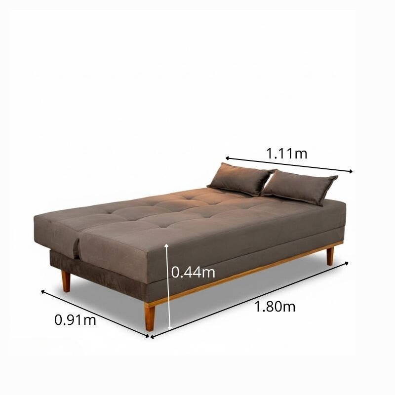 Sofá Cama Madrid Veludo Marrom 2263 Molas Bonnel - 1,80m - Imagem 3