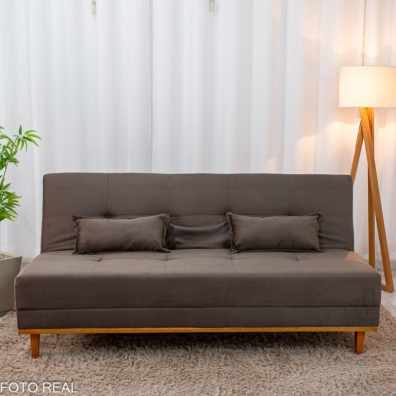 Sofá Cama Madrid Veludo Marrom 2263 Molas Bonnel - 1,80m - Imagem 4