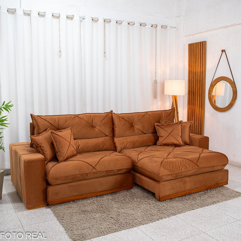 Sofá Retrátil Reclinável Gran Bello 2,90m Veludo Terracota 24 - Molas Ensacadas - Imagem 4