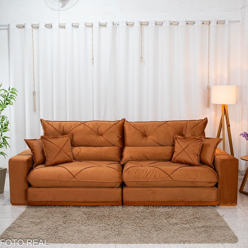Sofá Retrátil Reclinável Gran Bello 2,90m Veludo Terracota 24 - Molas Ensacadas - Imagem 6