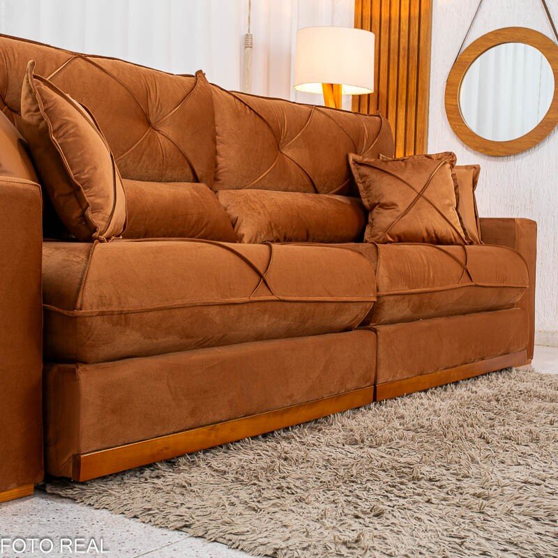 Sofá Retrátil Reclinável Gran Bello 2,90m Veludo Terracota 24 - Molas Ensacadas - Imagem 8