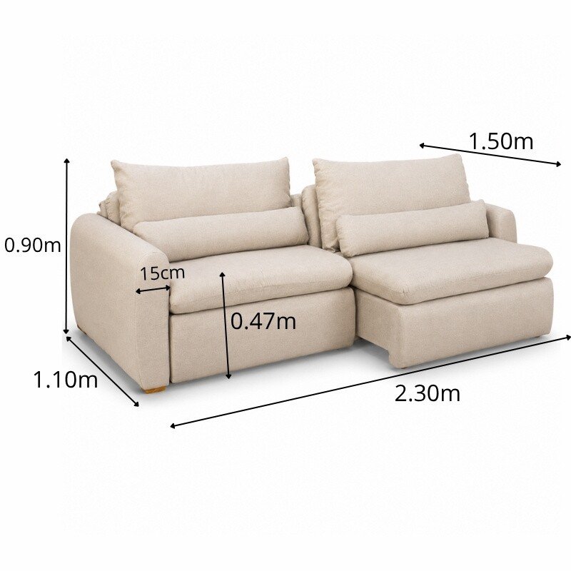 Sofá Retrátil Reclinável Meriva 2,30m Linho Bege - Sem Caixa - Imagem 2