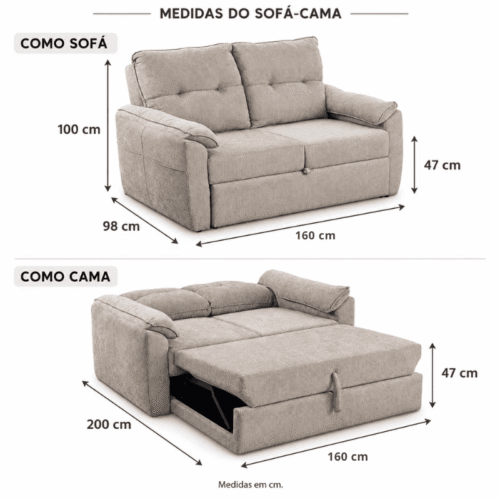 Alternative view of Sofá Cama Tiffany Chenile Marrom Claro 543 - 1,60m